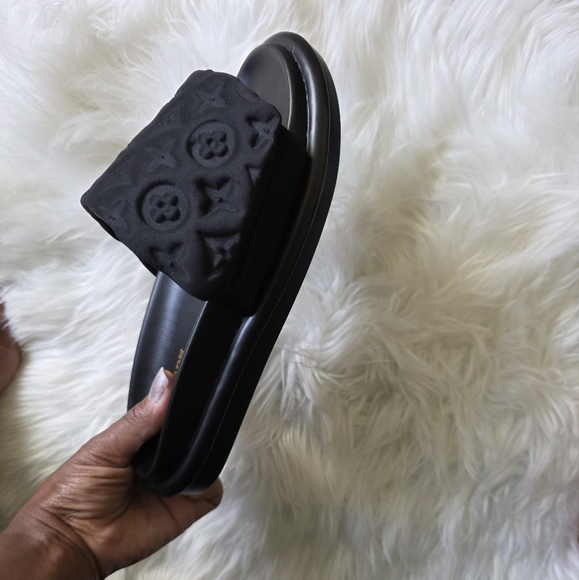 COPY - Black Embossed Slide Sandals - Picture 3 of 3